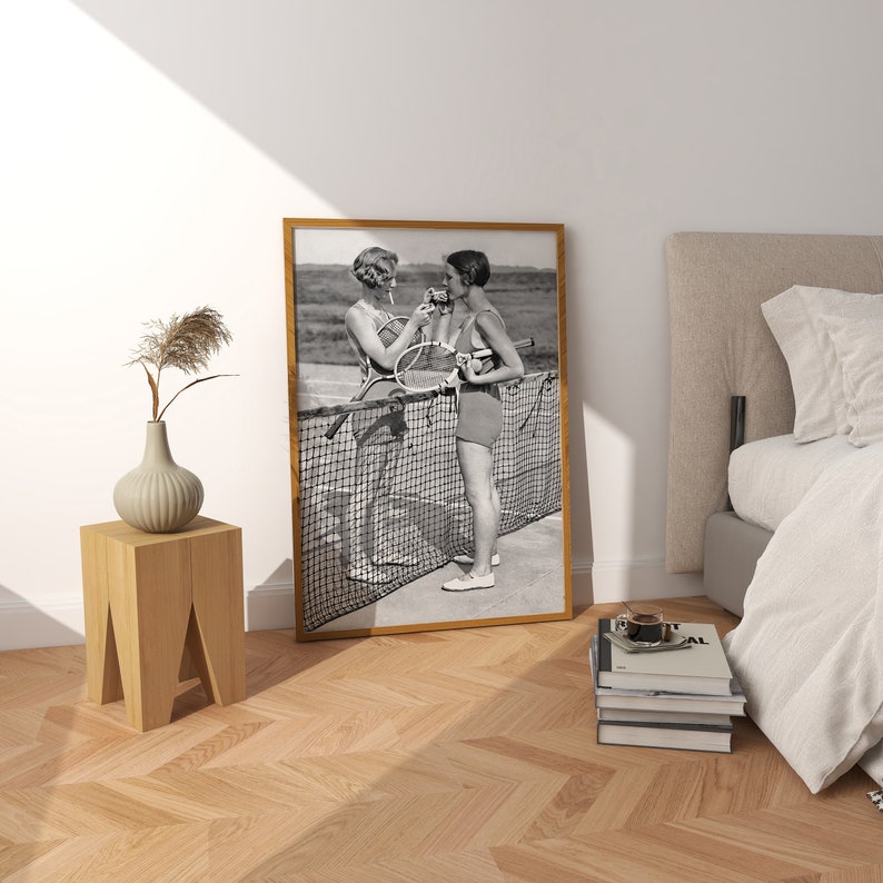 Women Tennis Players, Black and White Art, Vintage Wall Art, Cigarette Break, Women Sports Art, DIGITAL DOWNLOAD, PRINTABLE Art image 7