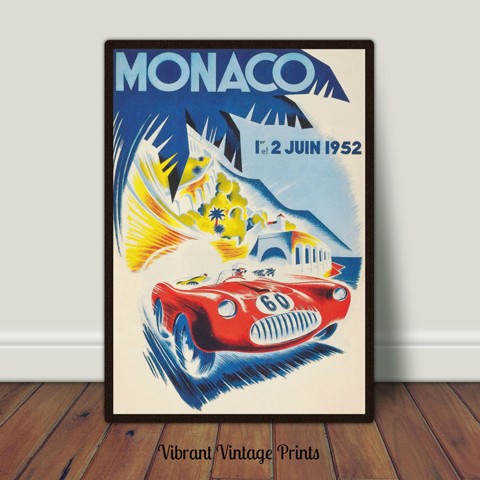 Grand Prix Print Vintage Wall Art Monaco Grand Prix Poster | Etsy