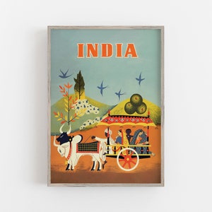 Arte de pared de la India, Arte de póster vintage, Póster de viaje de la India, Impresión de la India, Decoración de pared retro, DESCARGA DIGITAL, Arte de pared IMPRIMIBLE, Arte de pared grande