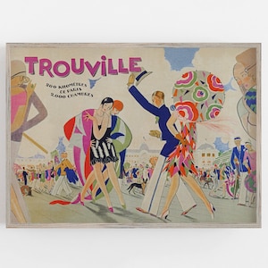 Trouville France Art, Vintage Wall Art, France Wall Art, Travel Poster, Art Deco Decor, DIGITAL DOWNLOAD, PRINTABLE Art, Large Wall Art