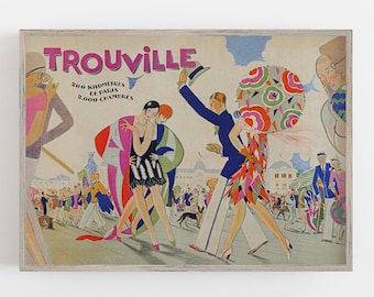 Trouville France Vintage Travel Poster: Art Deco Wall Art (Digital Download)