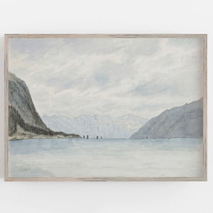 Muted Seascape | Clouds and Sea | Vintage Landscape | Antique Wall Decor | Muted Neutral Colors | DIGITAL DOWNLOAD | PRINTABLE Wall Art #127
