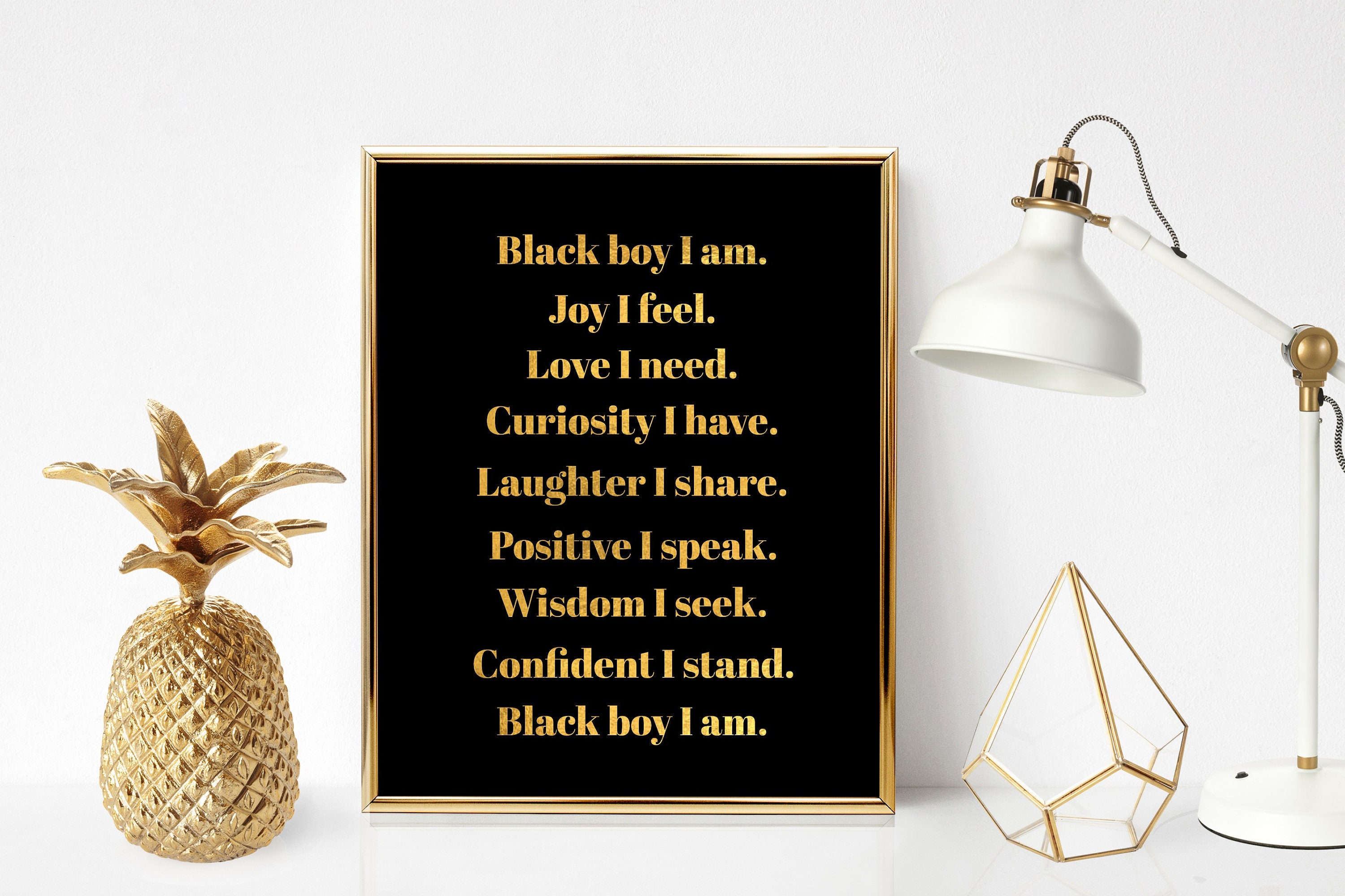Black Boy I Am Positive Affirmation Black Boy Joy Wall Art Etsy