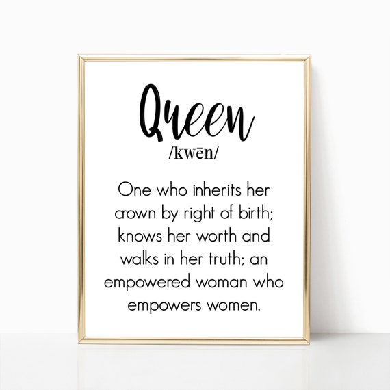 Queen Definition Positive Affirmation DIGITAL DOWNLOAD Wall Etsy