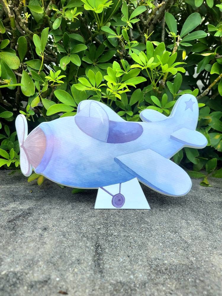 Airplane cutout / baby shower cutouts/ baby shower decor/ cutouts/ standees/ first birthdya decorations/ birthday decor/ watercolor airplane