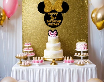 Personalizable Minnie mouse head/ glitter minnie mouse/ digital minnie mouse/ gold glitter minnie mouse