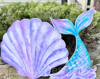 Mermaid tails standees/ mermaid decorations/mermaid signs/ mermaid party/mermaid birthday /cute mermaid /under the sea party/sea decorations