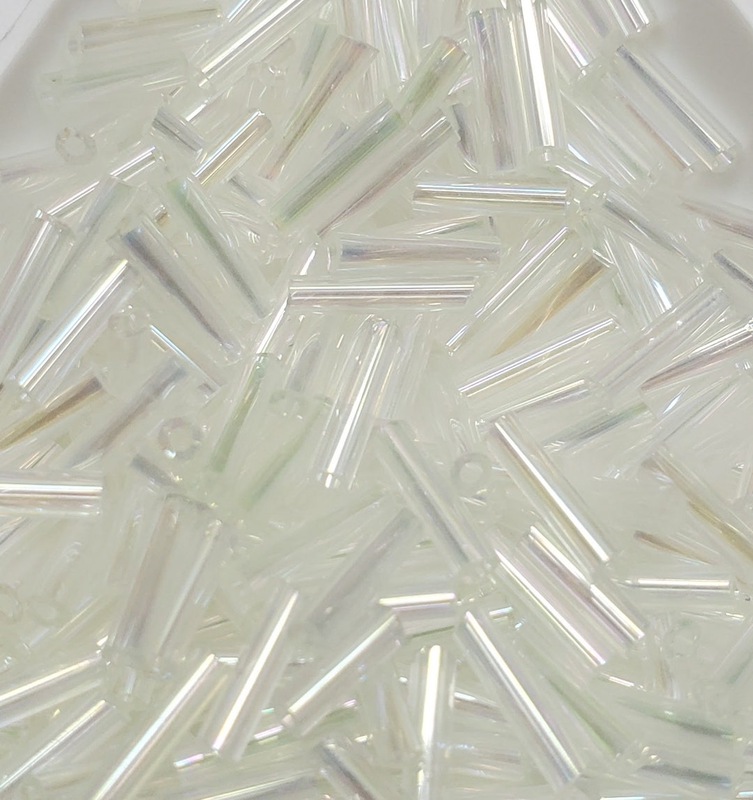 Bugle Beads 5mm White/clear Translucent AB Iridescent Etsy