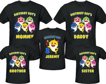 baby shark family birthday shirts