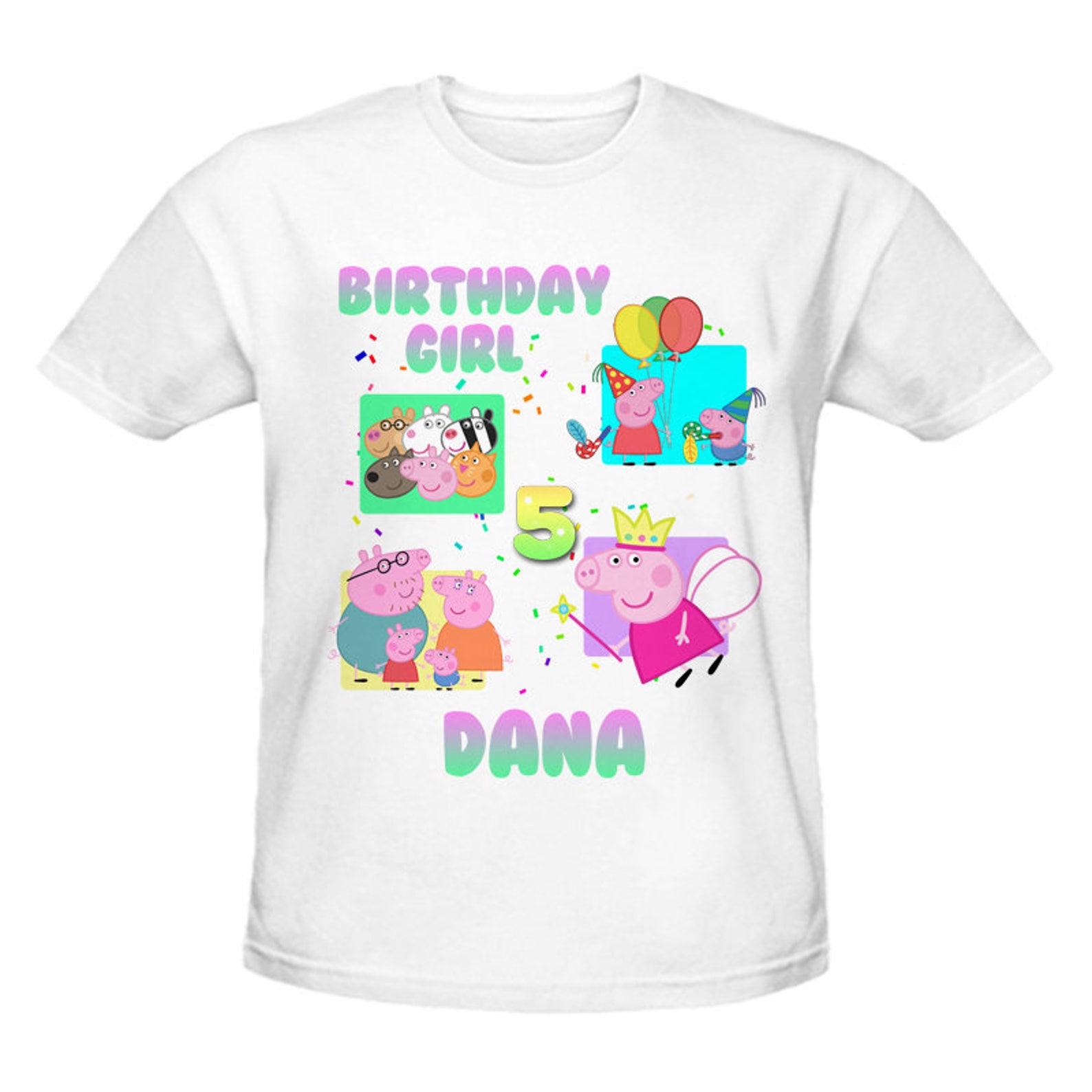 Peppa Pig Birthday Shirt Customized Name and Age Personalized Etsy