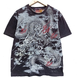 Vintage Sukajan T-Shirt Drache japanische Marke große Größe