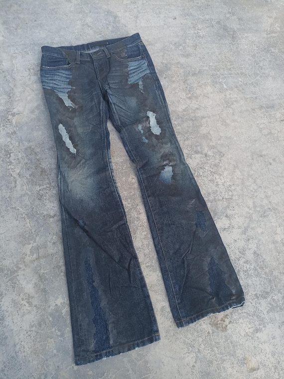 y2k fairy grunge お兄系 フレア ブーツカット デニムパンツ（お兄系 