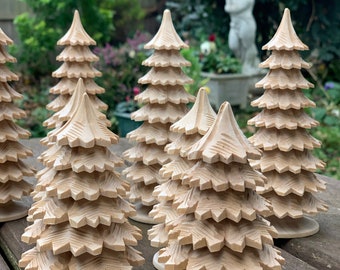 Árboles de Navidad de madera natural, decoración de árbol de madera de 11/15/20 cm de altura.