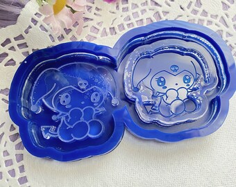 Shy bunny flat & shaker silicone resin mold - kawaii , cute , shaker charm