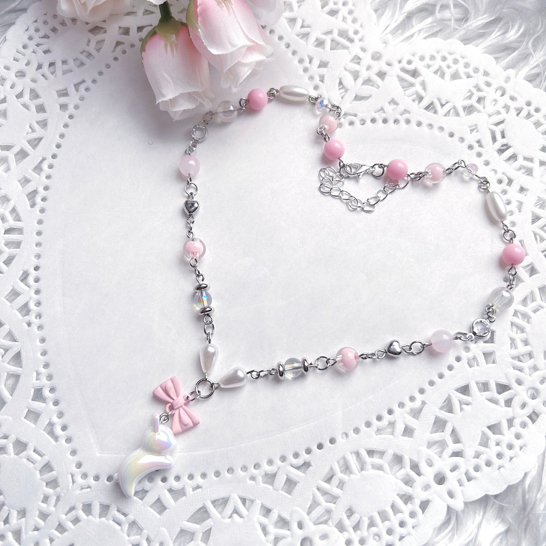 Bow Bunny Beaded Necklace - Etsy