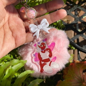 Serenity | Succubus demon girl acrylic charm with puff keychain