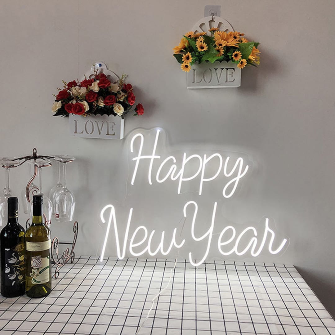 Happy New Year Neon Sign, Merry Christmas Neon Sign, Custom Logo Neon
