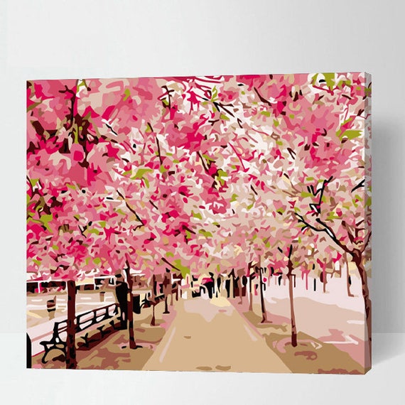 Cherry Blossom By Water Paint By Numbers - Numeral Paint Kit