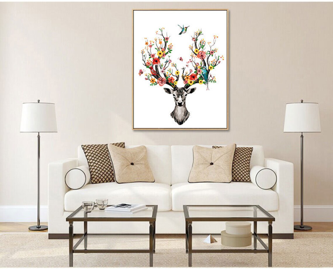 Birds Flowers and Elk Paint by Number Kit/ Bird Art/ Bird Etsy Australia