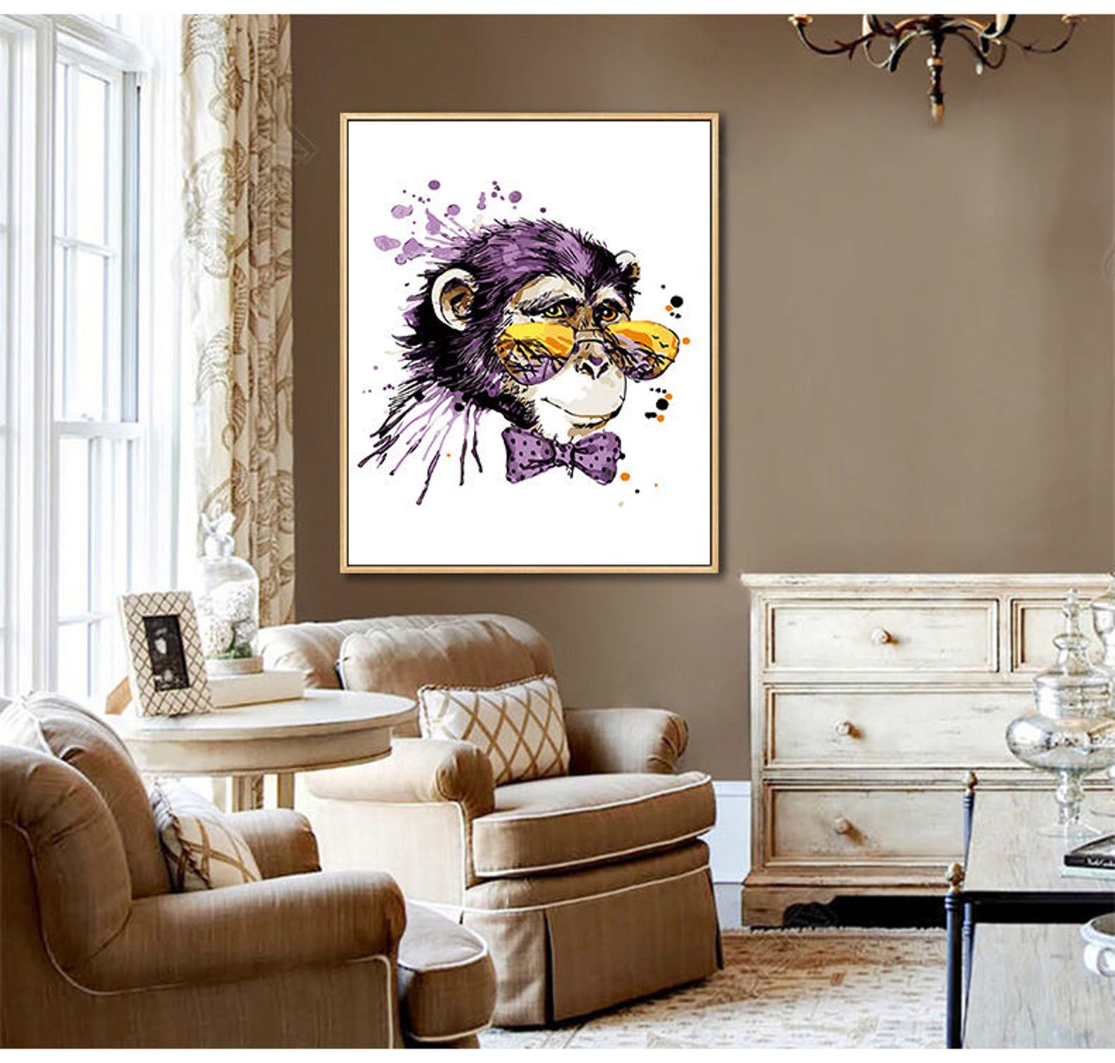 Paint by Number Monkey/ Monkey Painting/ Monkey Art/ Monkey Etsy