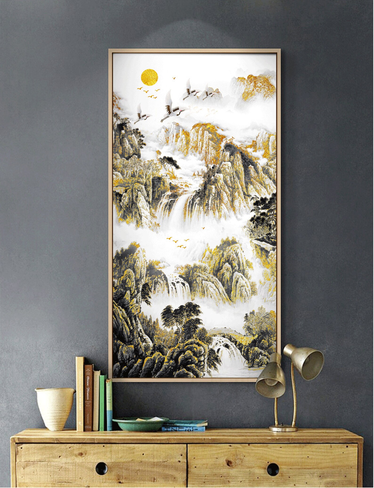 Printable Golden Chinese Traditional Painting Chinese - Etsy UK