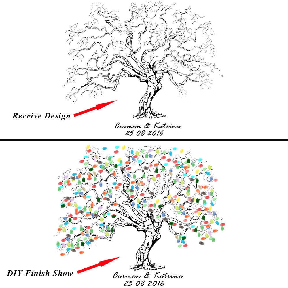 Wedding Fingerprint Tree Wedding Guest Book Personalized Etsy