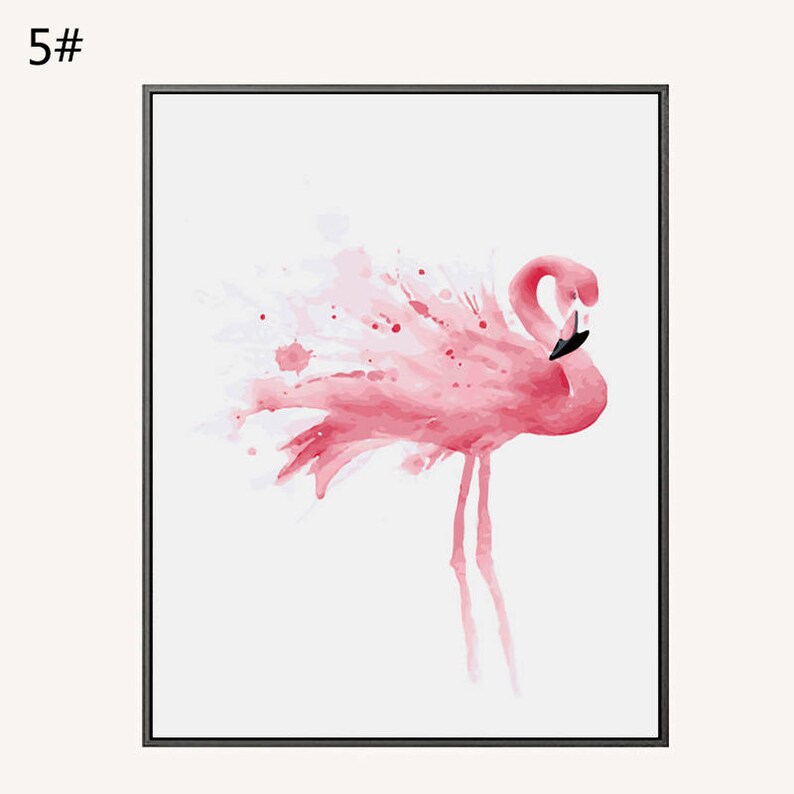 Pink Flamingo/ Flamingo Print/ Paint by Number Kit Flamingo/ Etsy