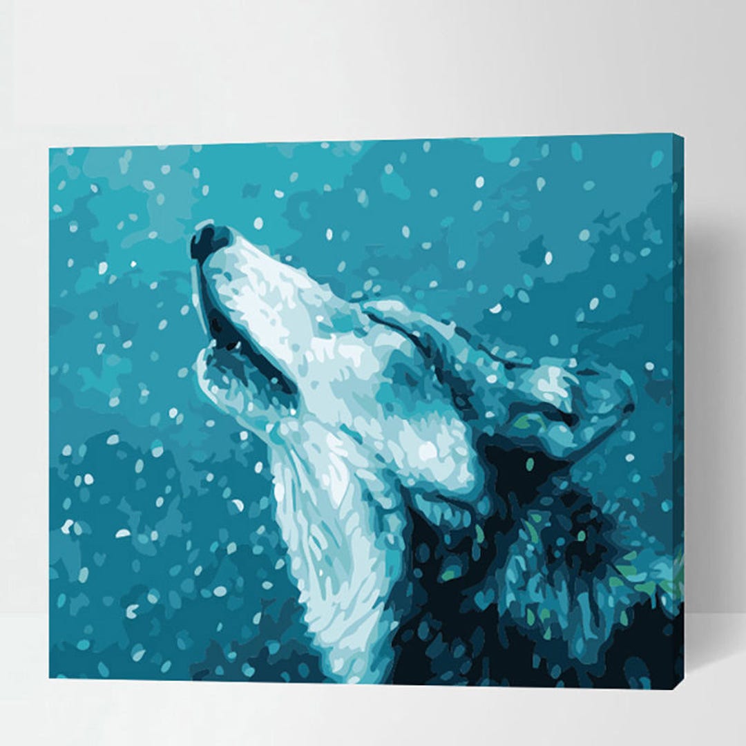 Wolf Paint by Number Kit/ Wolf Art/ Wolf Painting/ Wolf Decor/ - Etsy