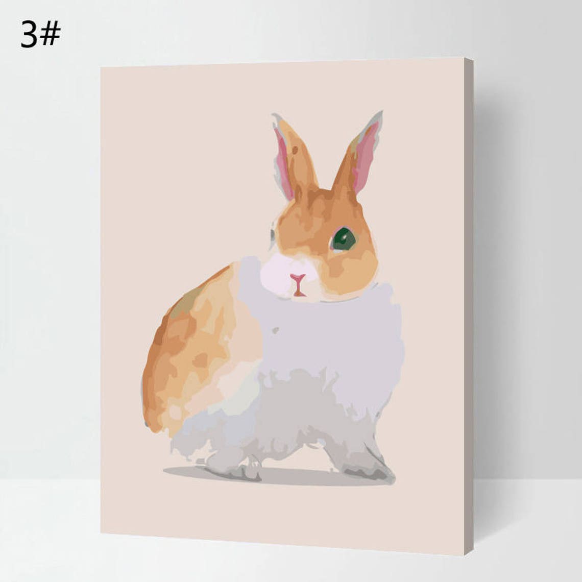 3 sets of Paint By Number kit rabbit// Oil painting rabbit on Etsy