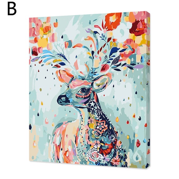 Colorful Deer Painting Paint By Number Kit Animal Oil On Canvas Home Decor Wall Art