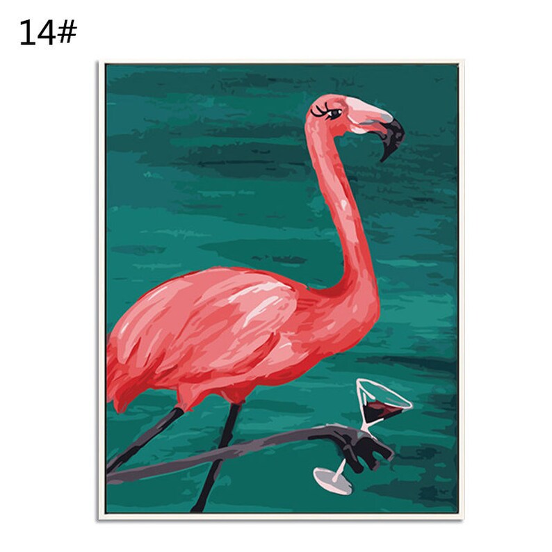Pink Flamingo/ Flamingo Print/ Paint by Number Kit Flamingo/ Etsy