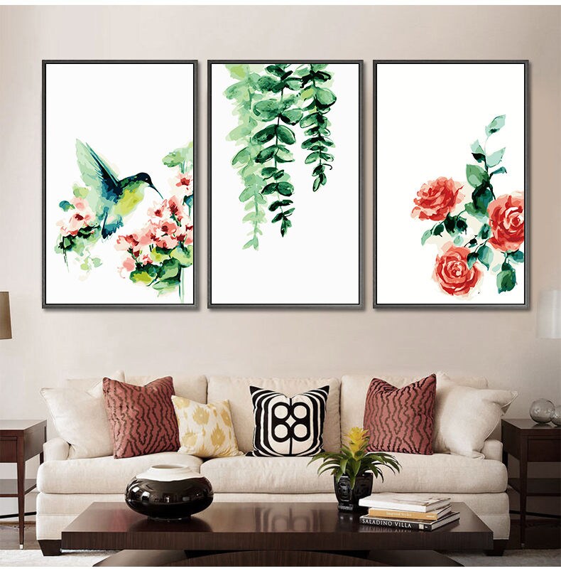 Set of 3 Paint by number kit/ Flower Painting/ Bird Painting/ Etsy