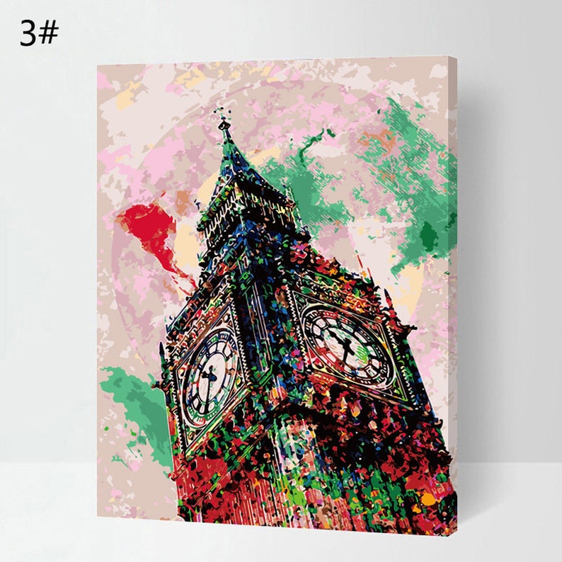 Statue of Liberty Paint by Number Kit// Abstract Building Big Etsy