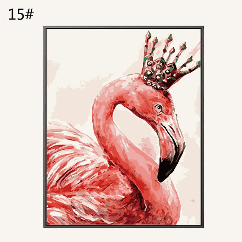Pink Flamingo/ Flamingo Print/ Paint by Number Kit Flamingo/ Etsy