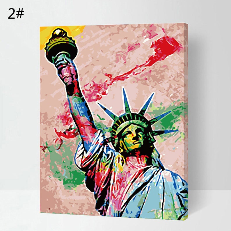 Statue of Liberty Paint by Number Kit// Abstract Building Big Etsy