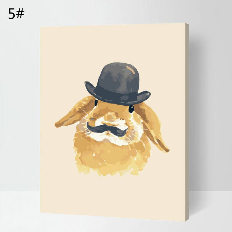 3 sets of Paint By Number kit rabbit// Oil painting rabbit on Etsy