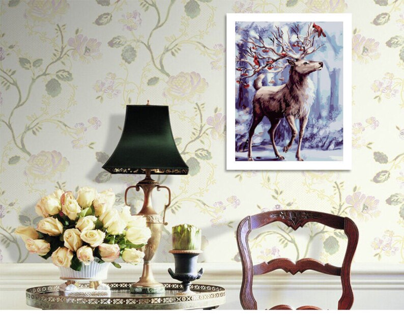 Paint by Number Kit Elk/ Oil Painting Deer on Canvas/ Acrylic Etsy