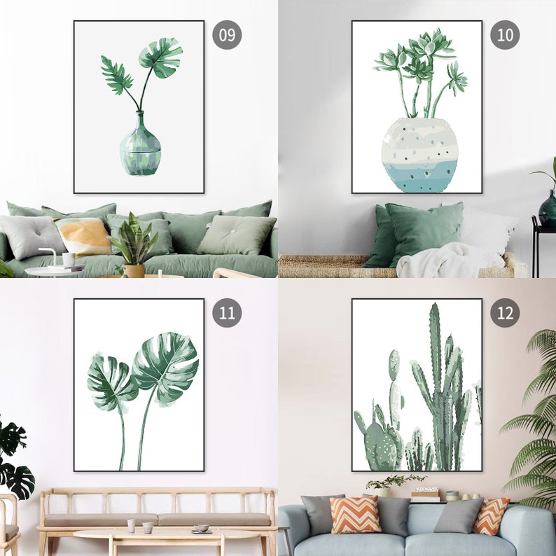Green plant Paint by numbers Succulents paint by number Etsy