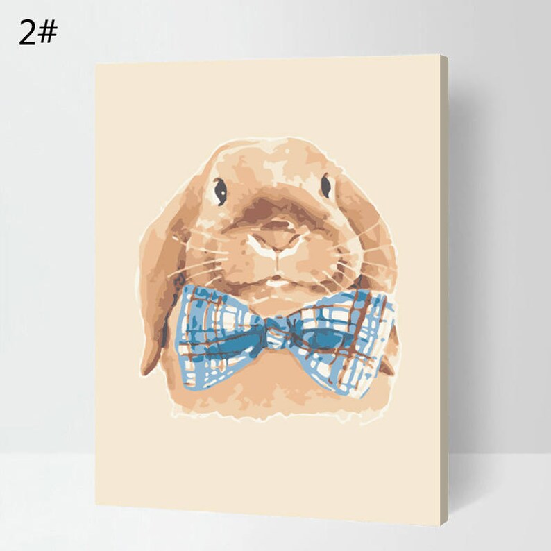 3 sets of Paint By Number kit rabbit// Oil painting rabbit on Etsy