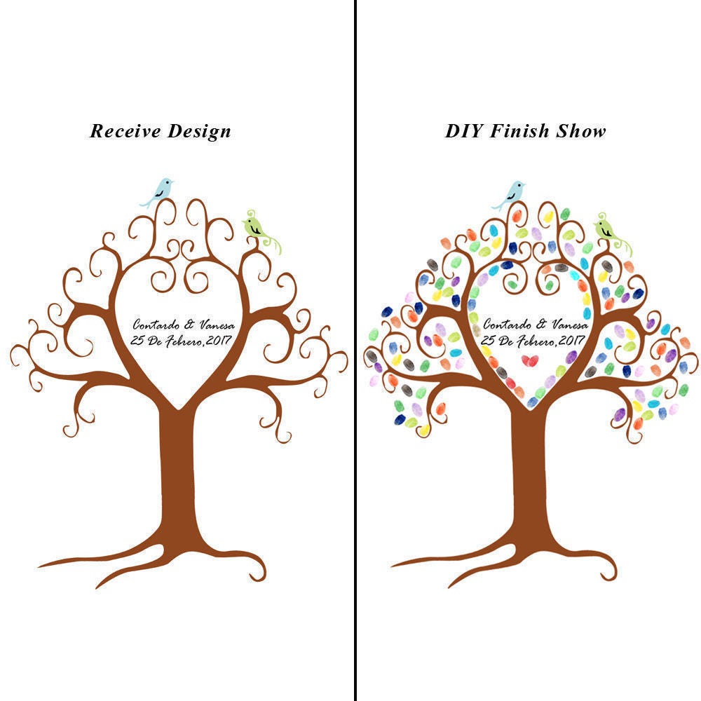 Wedding Fingerprint Tree Wedding Guest Book Personalized Etsy