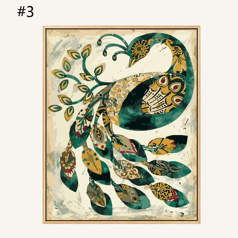 3 Sets Peacock Paint by Number Kit Vintage/ Peacock Art/ Etsy