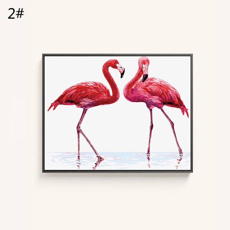 Pink Flamingo/ Flamingo Print/ Paint by Number Kit Flamingo/ Etsy