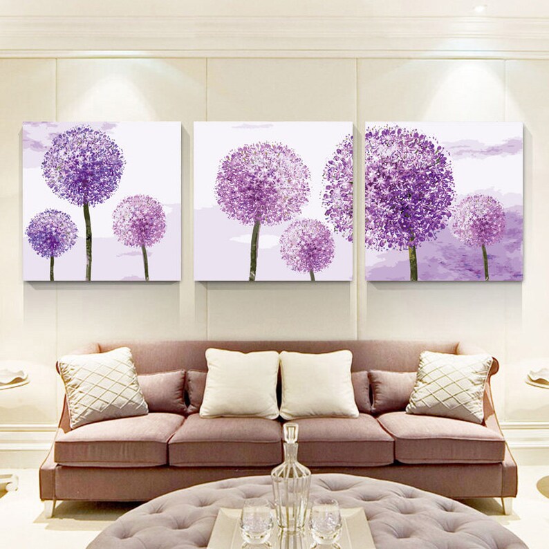 Set of 3 Dandelion Wall Art Paint by Number Kit/ Gift for Her/ Etsy