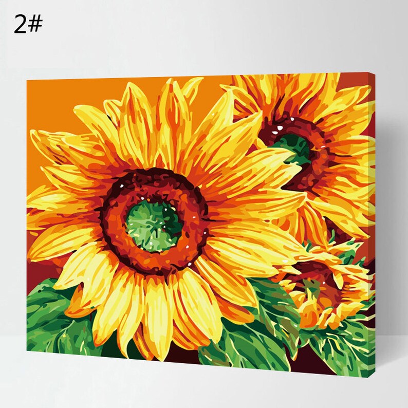 Paint By Number kit sunflower// Oil painting sunflower on Etsy