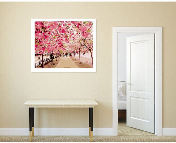 Fleurs De Cerisier Sakura Peinture Par Numéro Kit Cadeau Pour Elle Cadeau Pour Lui Bricolage Peinture Peinture Facile Moderne Art Cadeau