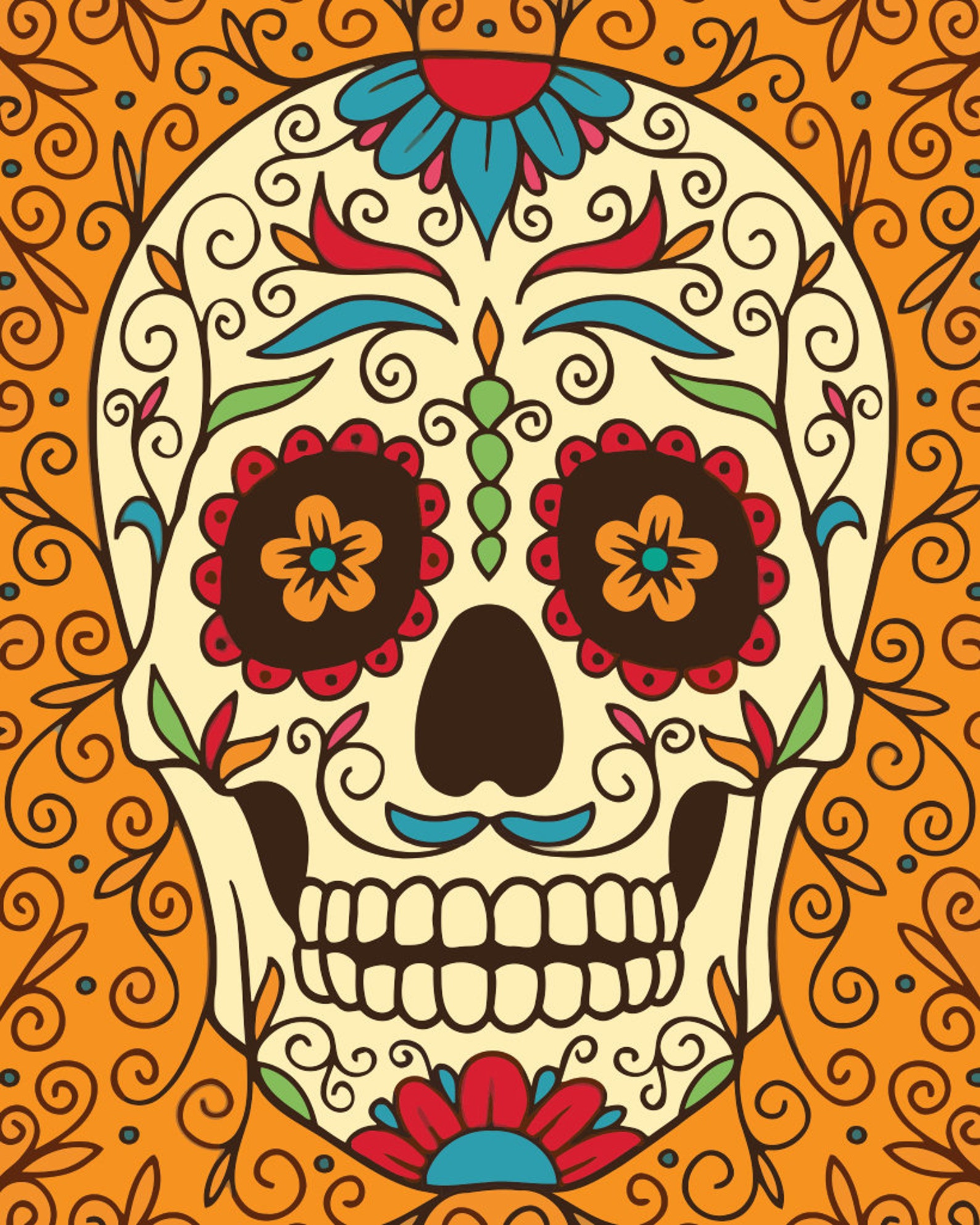 Sugar Skull Paint by Number/ Paint Yourself/ Wall Art/ Etsy