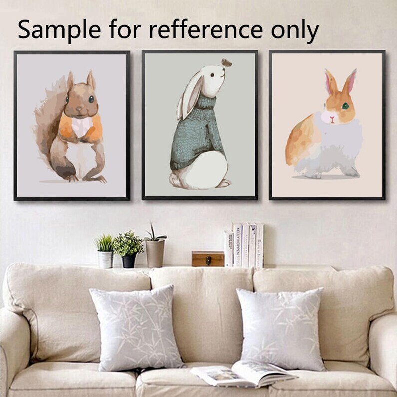 3 Sets of Paint by Number Kit Rabbit// Oil Painting Rabbit on Etsy UK