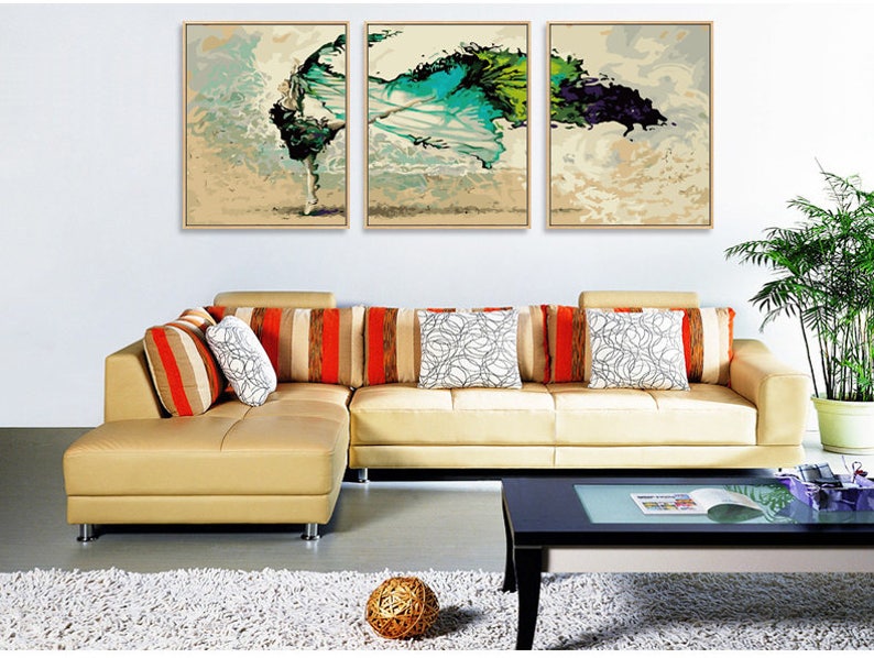 Set de 3 pintura acrílica por número / arte de lona para ...