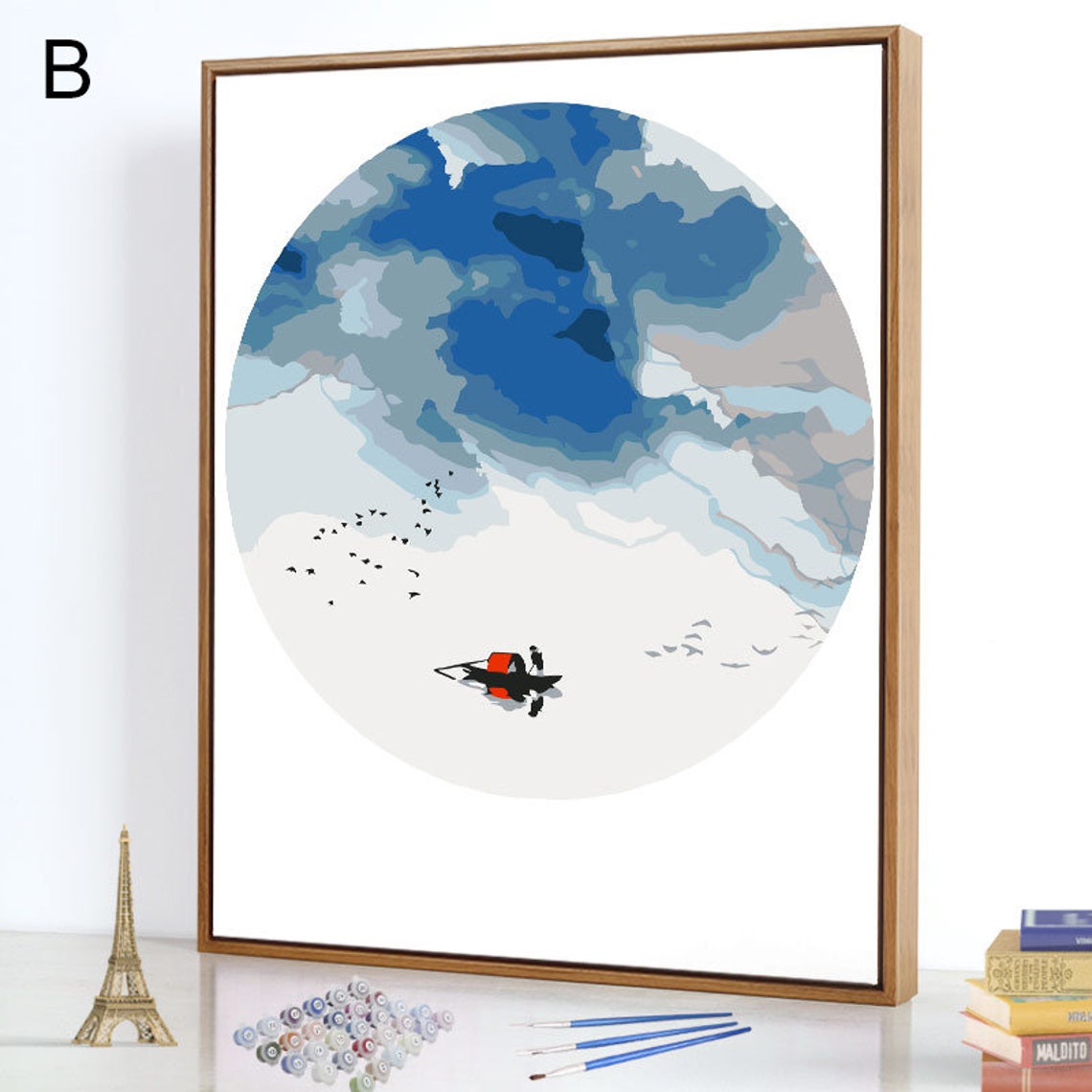 Chinese ink style painting/ Set of 3 paint by number kit/ Etsy