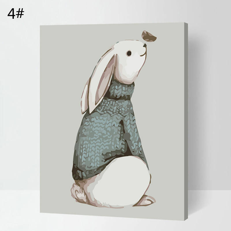 3 sets of Paint By Number kit rabbit// Oil painting rabbit on Etsy